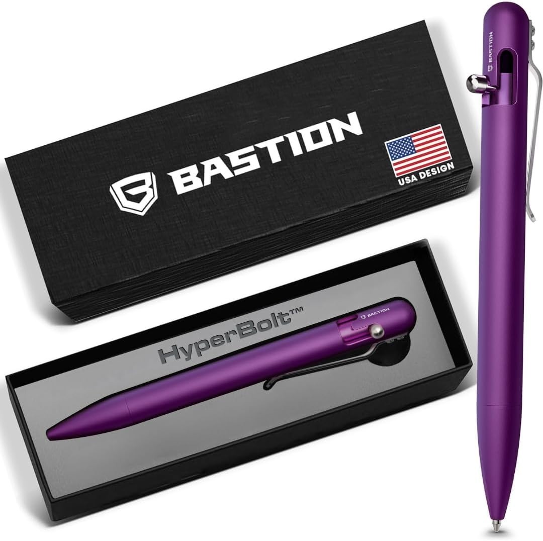 BASTION Bolt Action Pen | Aluminum Purple | Durable Professional Ballpoint Pen