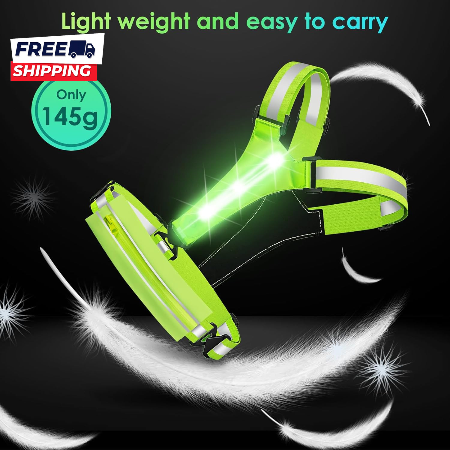 LED Reflective Light up Safety Running Vest for Biking Walking at Night