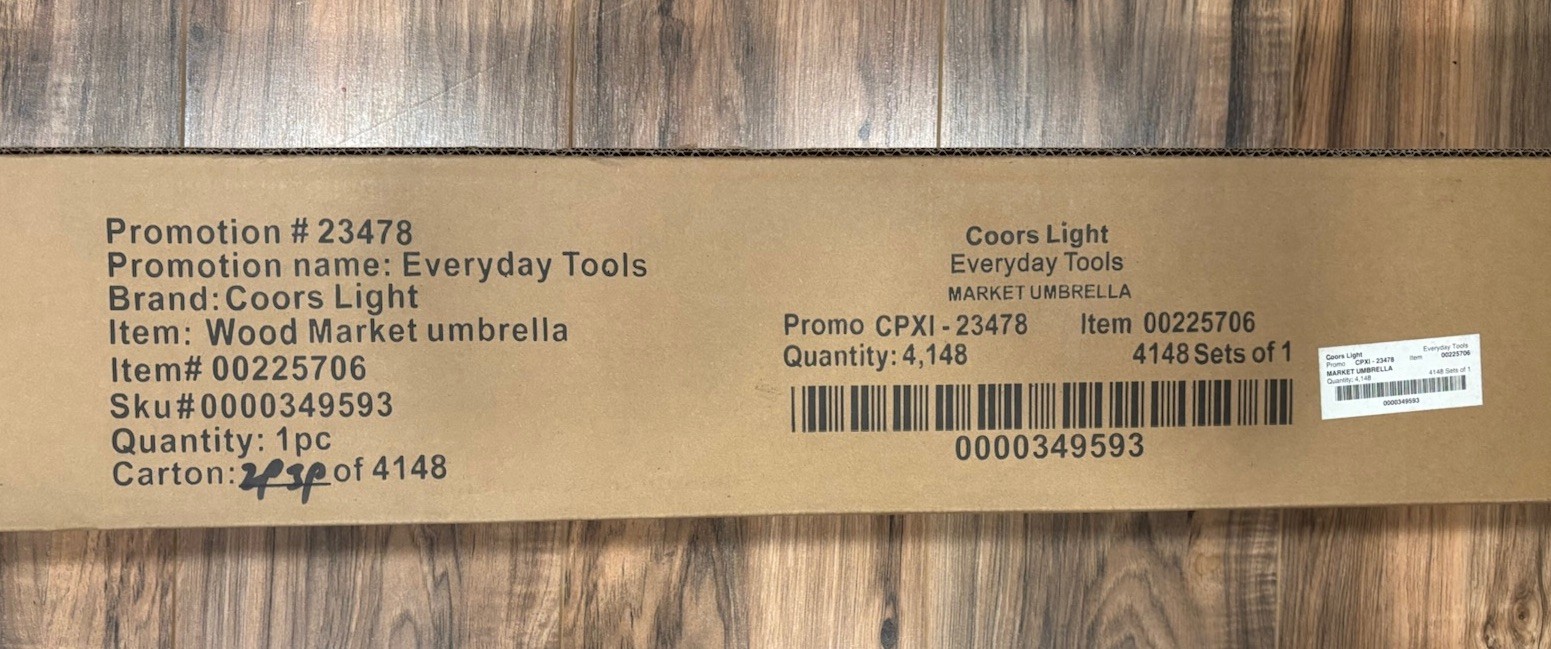 Coors Light Market Umbrella Wood Pole Fabric Canop LIMITED EDITION