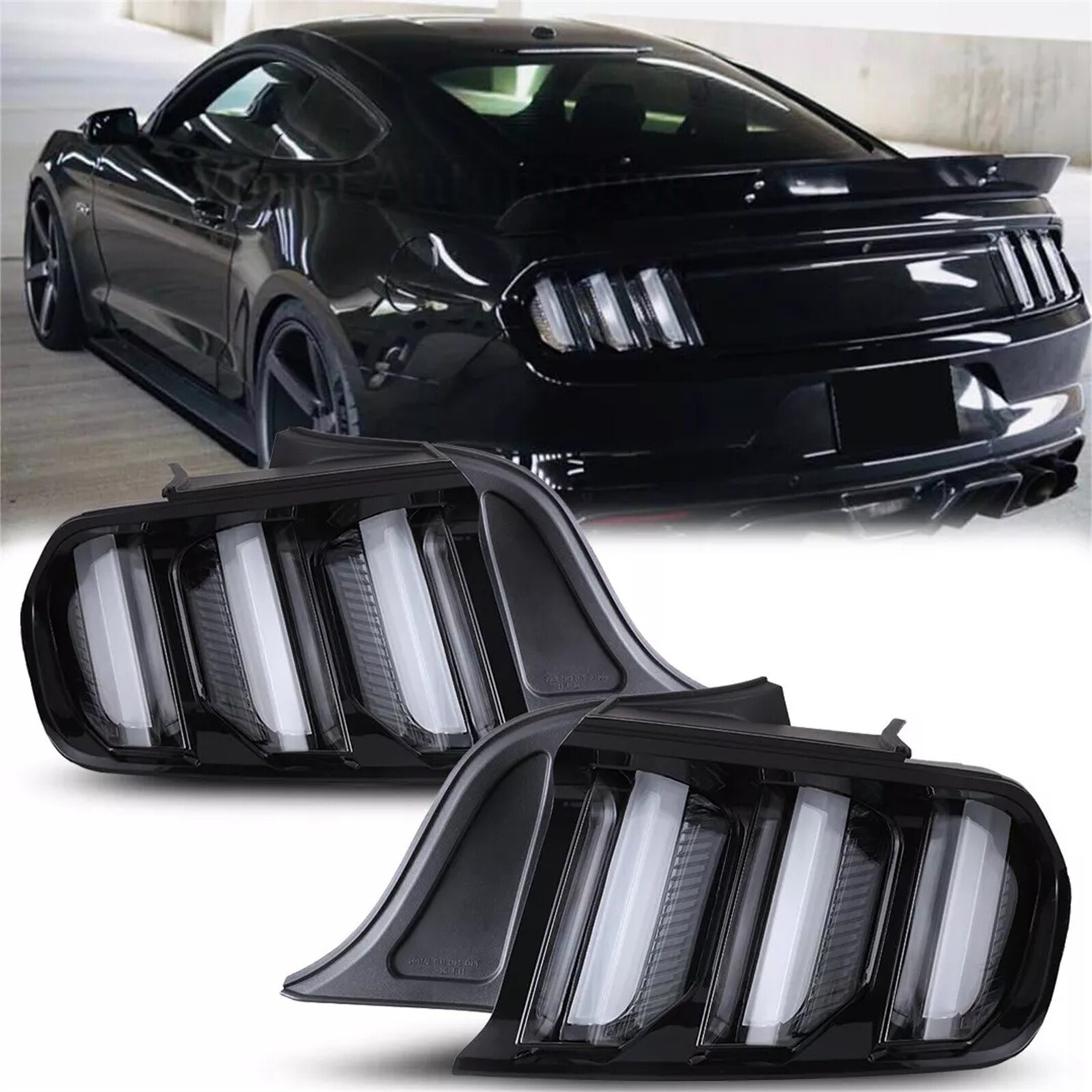 Set LED Tail lights For 2015-2022 Ford Mustang Euro Style w/ Sequential Signals