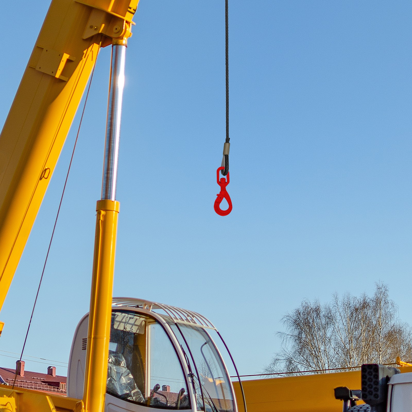 1/2" x 100ft Wire Rope Carbon Steel Winch Cable with Self Locking Swivel Hook