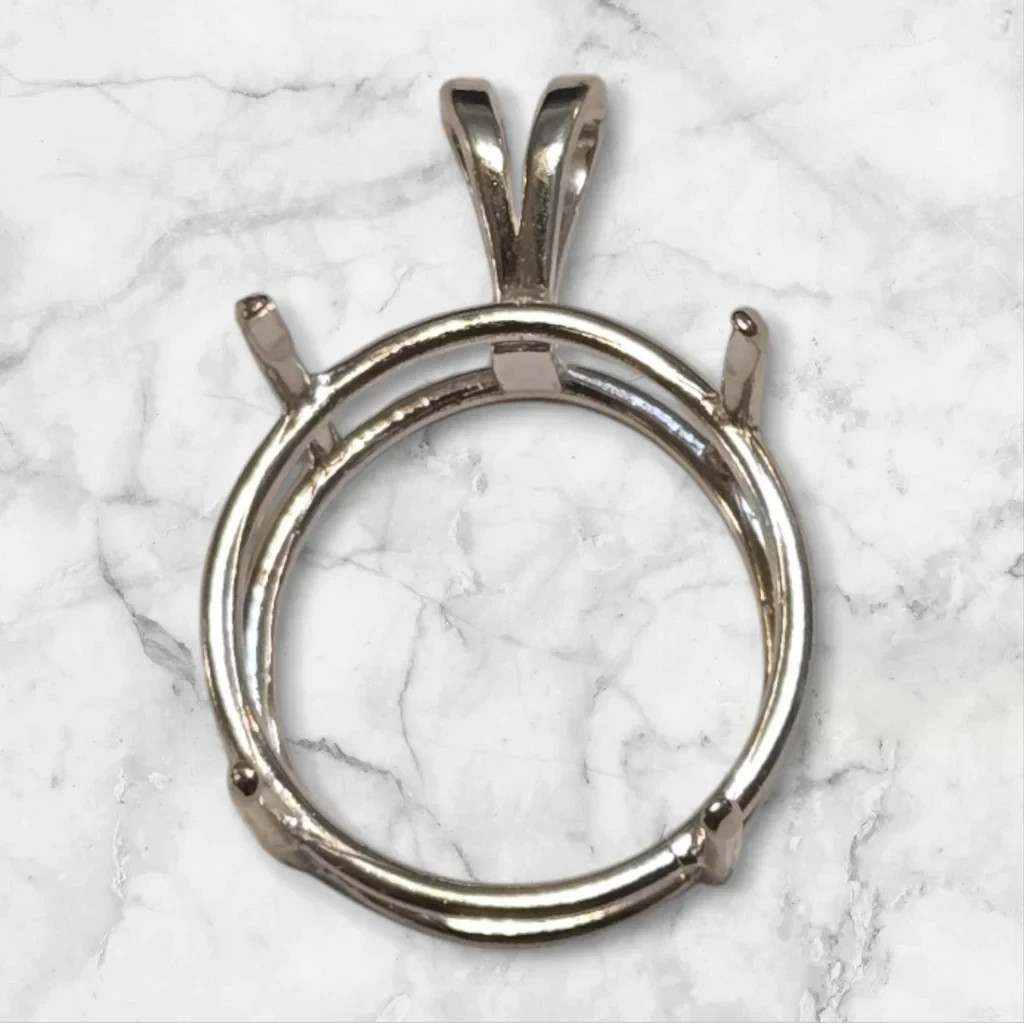 4mm- 19 mm Round Faceted Setting Pendant 925 Sterling Silver, Pre-Notched