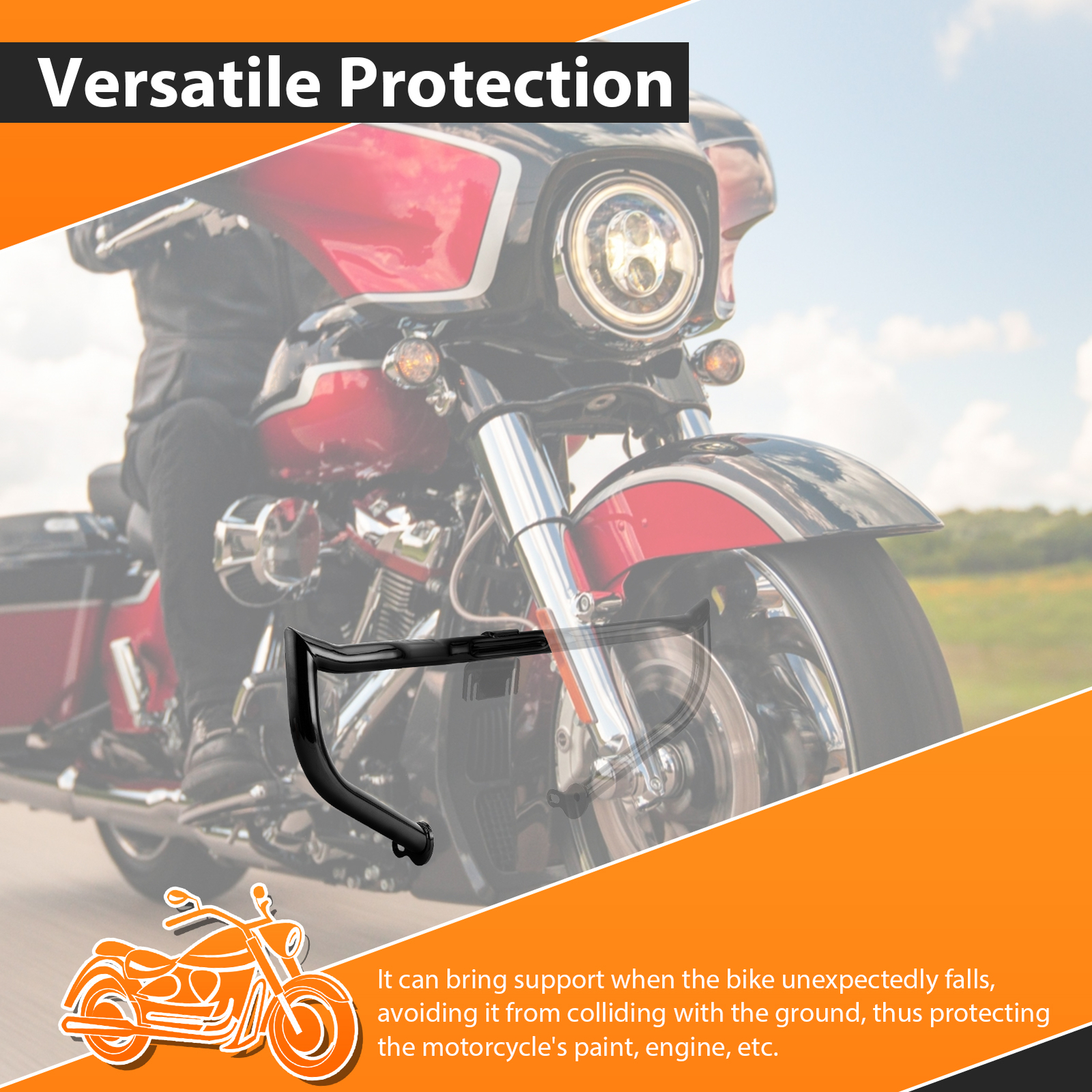 1.25" Highway Engine Guard Crash Bar For Harley Road Street Glide King 09-23