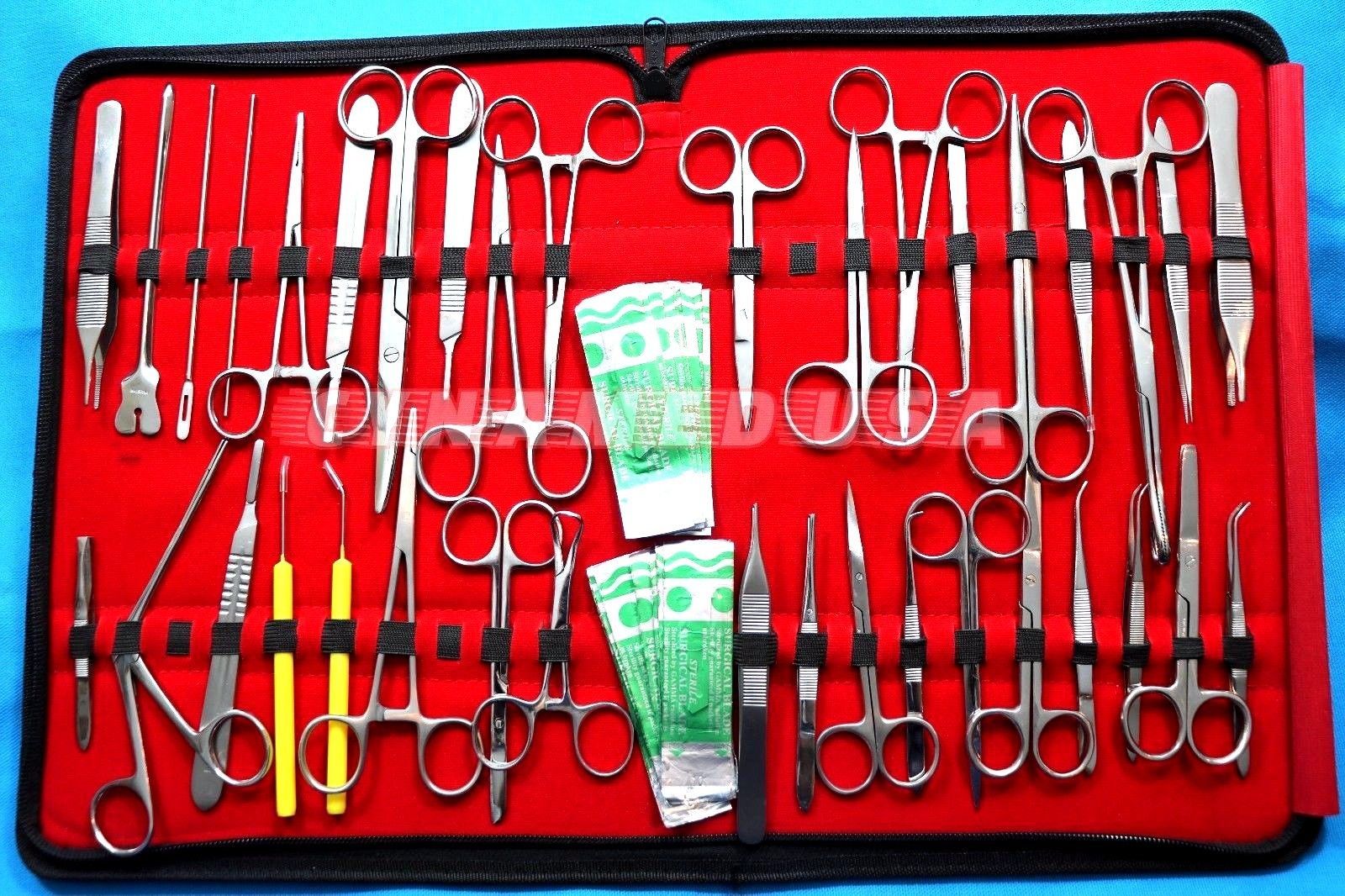 77 US MILITARY FIELD MINOR SURGERY SURGICAL INSTRUMENTS FORCEPS SCISSORS KIT