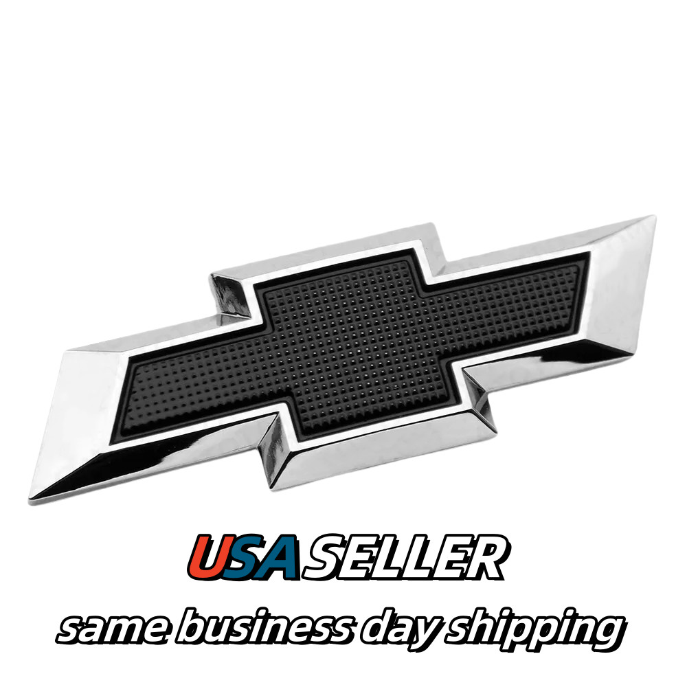 Chrome Black Steering Wheel Bowtie Overlay Chevy Silverado 14-24 Emblem Badge