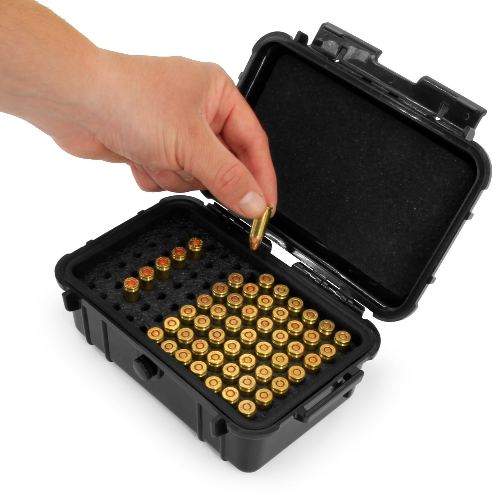 CM 9mm Ammo Box Fits 84 9mm Bullets in Waterproof Ammo Case with Ammo Crate Foam
