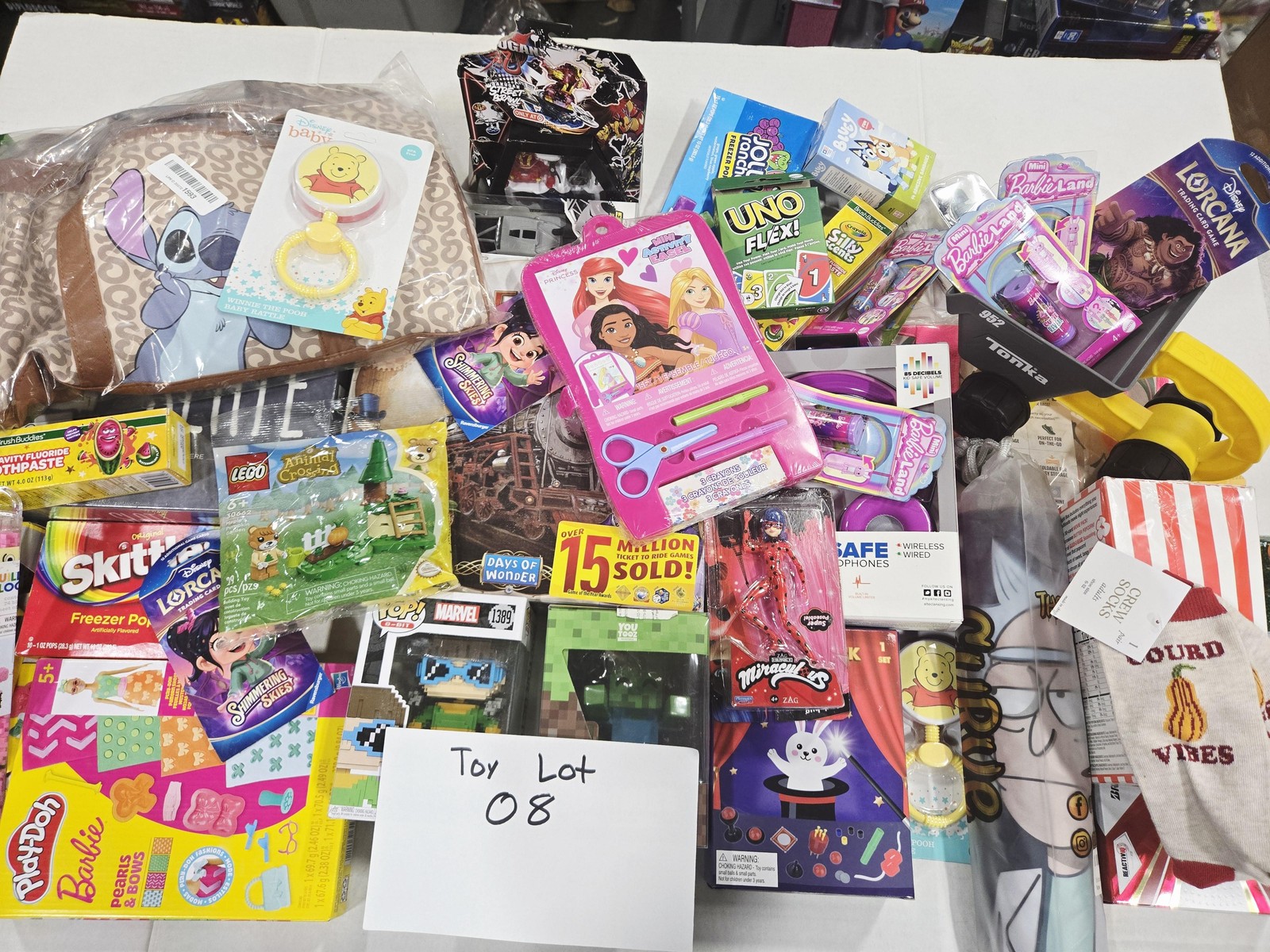 Disney Lorcana Animal Crossing Barbie Lot Marvel Socks LEGO Uno Pop Funko