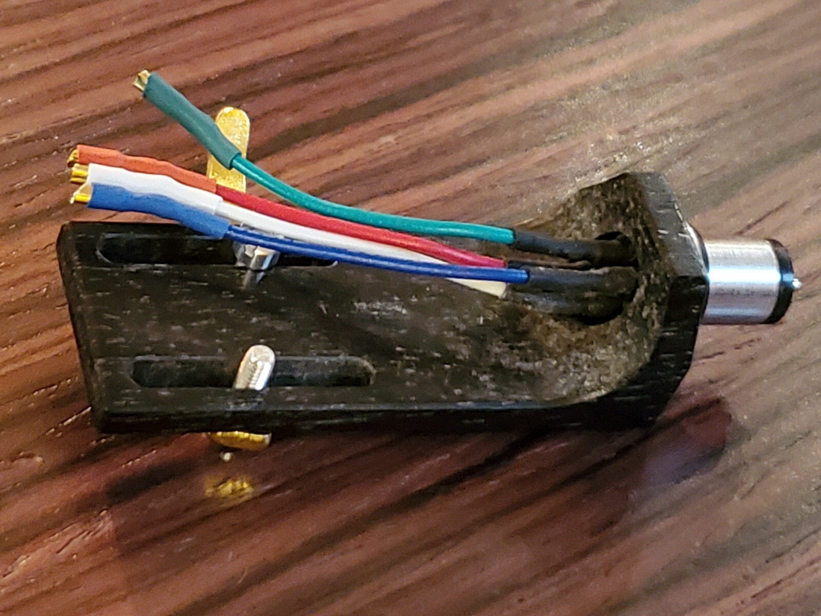 CNC EBONY WOOD turntable Headshell , gold plated wires 30 piece Screw set