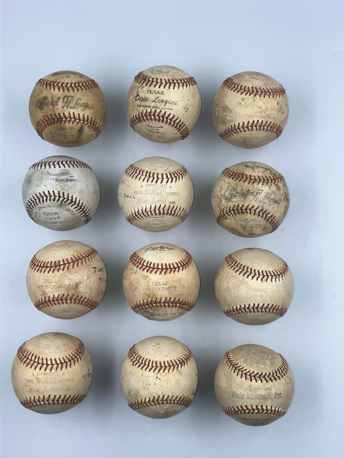 12 Texas Dixie League Baseballs Game Used Official 97 Cotton States Vintage lot