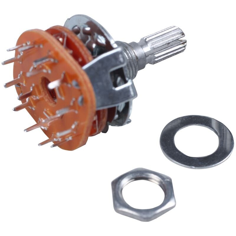 4-Position Rotary Switch Selector 3P4T 3-Pole 2-Deck 15-Pin Select Dial Knob DC