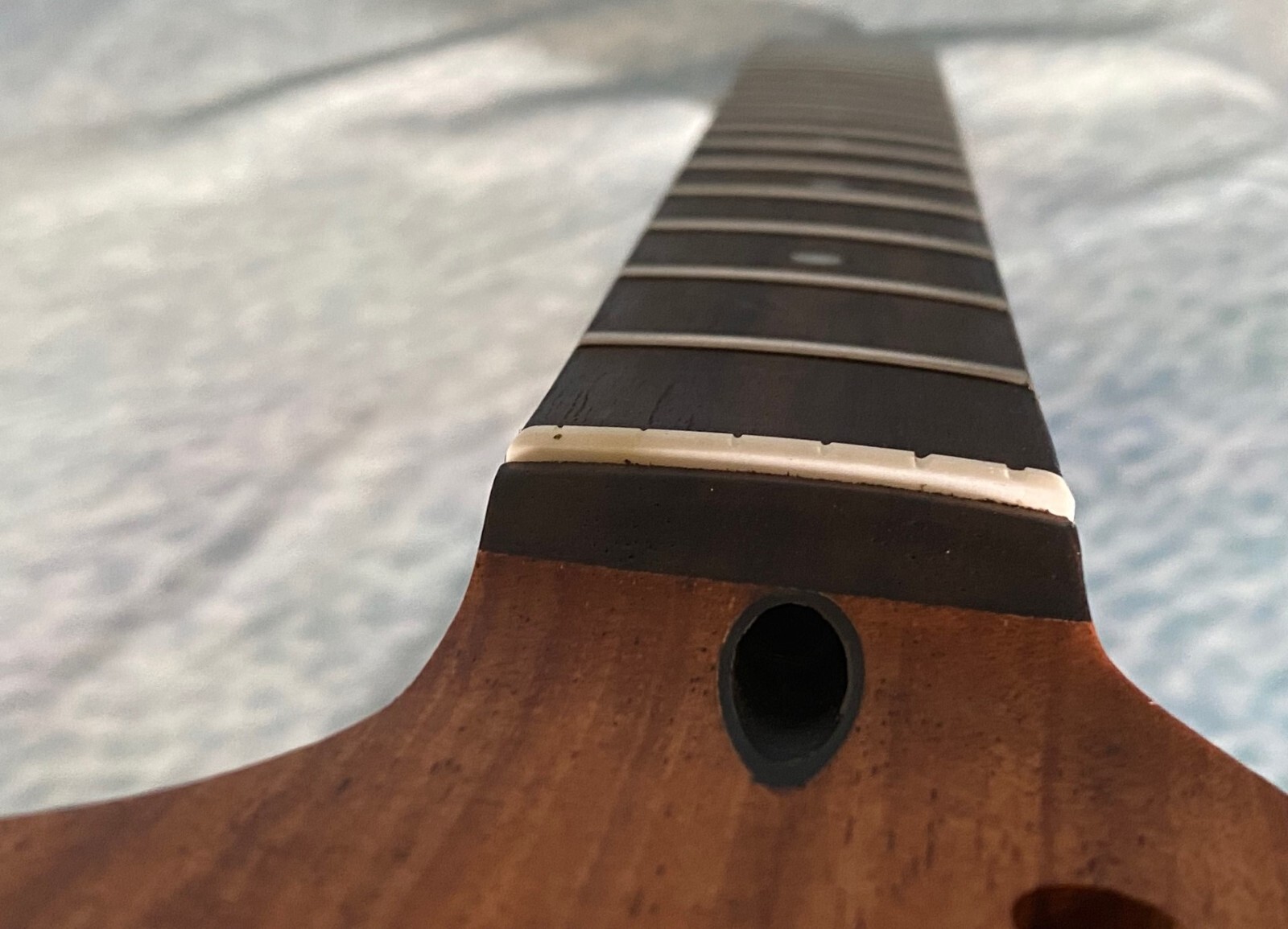 Roasted Mahogany Strat Neck Rosewood Slab Stainless Steel Rolled Frets Bone Nut