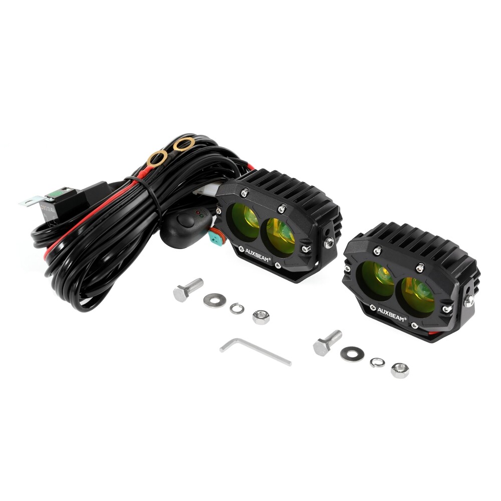 AUXBEAM 4" LED Pods Light Bar Amber Yellow Fog Lamp Offroad Driving Truck ATV