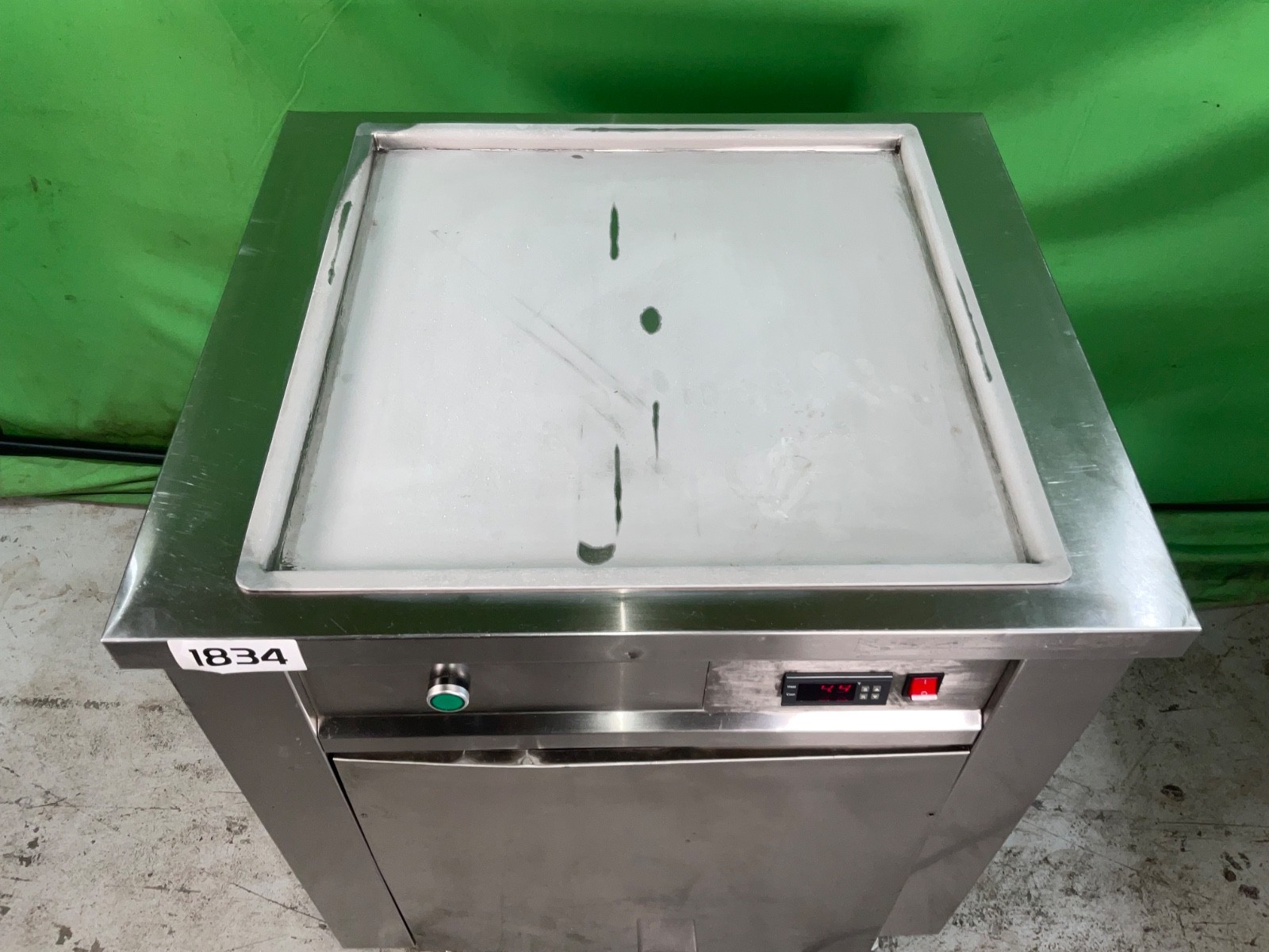 Commercial 21"X21'' Square Pan Fry Ice Cream Roll Machine, Custom Casters 1834