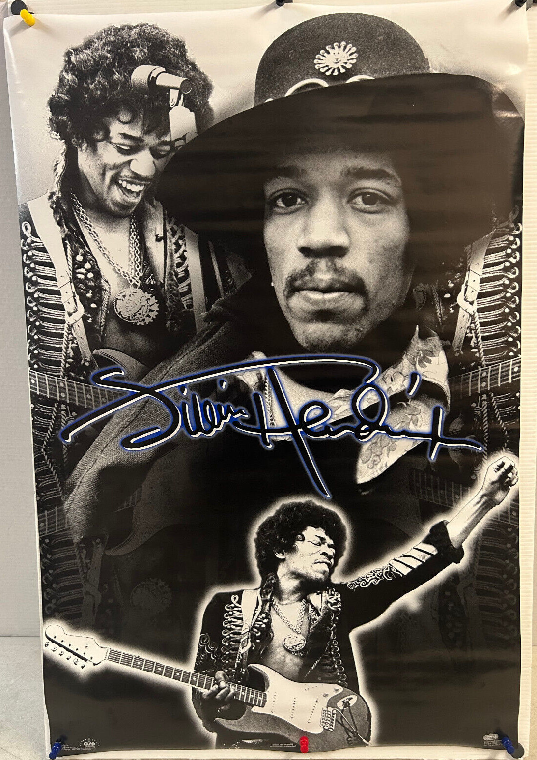 ROLLED VINTAGE 1996 JIMI HENDRIX COLLAGE B&W ROCK MUSIC 23X35" POSTER OSP P6