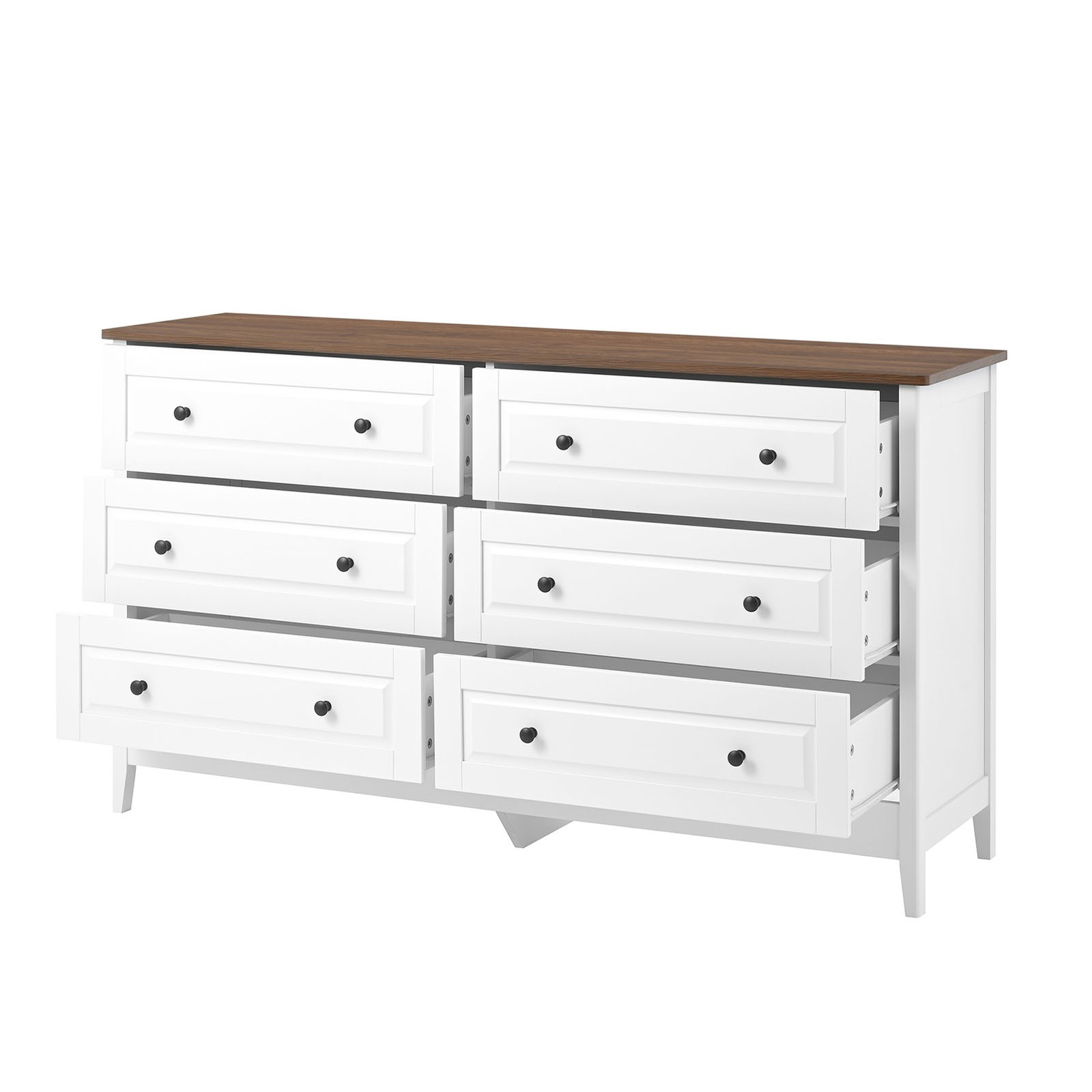 6 Storage Drawer Bedroom Wood Organizer Storage Furniture White