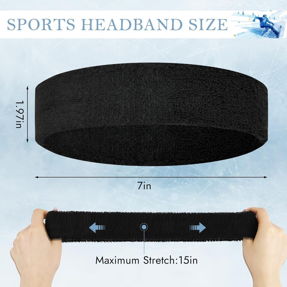 4 Pack Sports Headbands for Men & Women, Moisture Wicking Workout Sweatbands