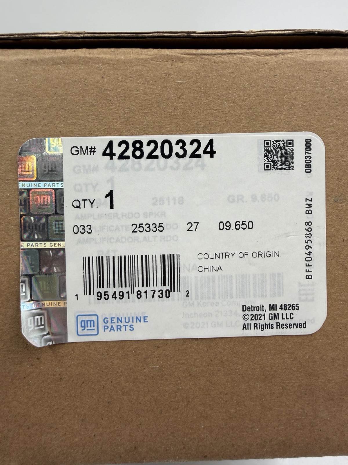 GM Genuine Parts Audio AmplifierGM Part # 42820324