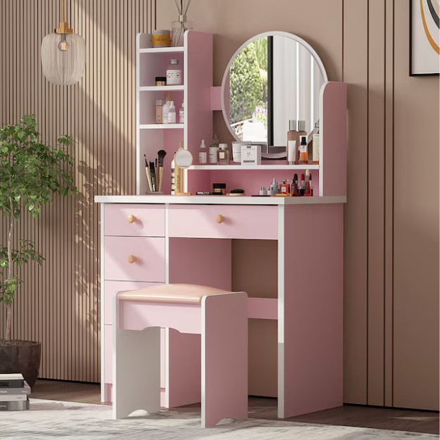 FUFU&GAGA 31.5-in Pink Makeup Vanity