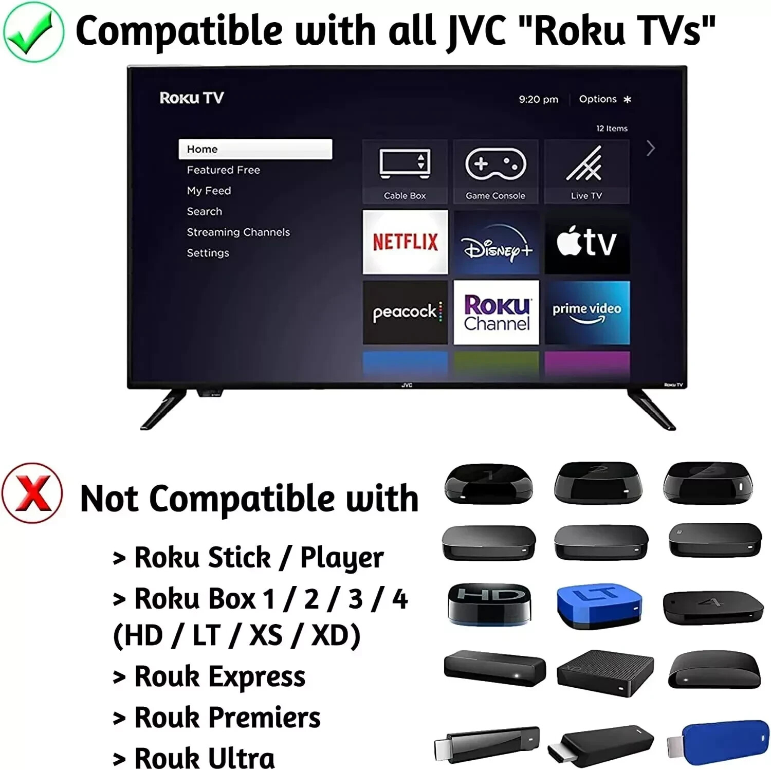 QTY 2 Original Hisense Roku TV Remote Control Compatible w/ All Hisense Roku TVs