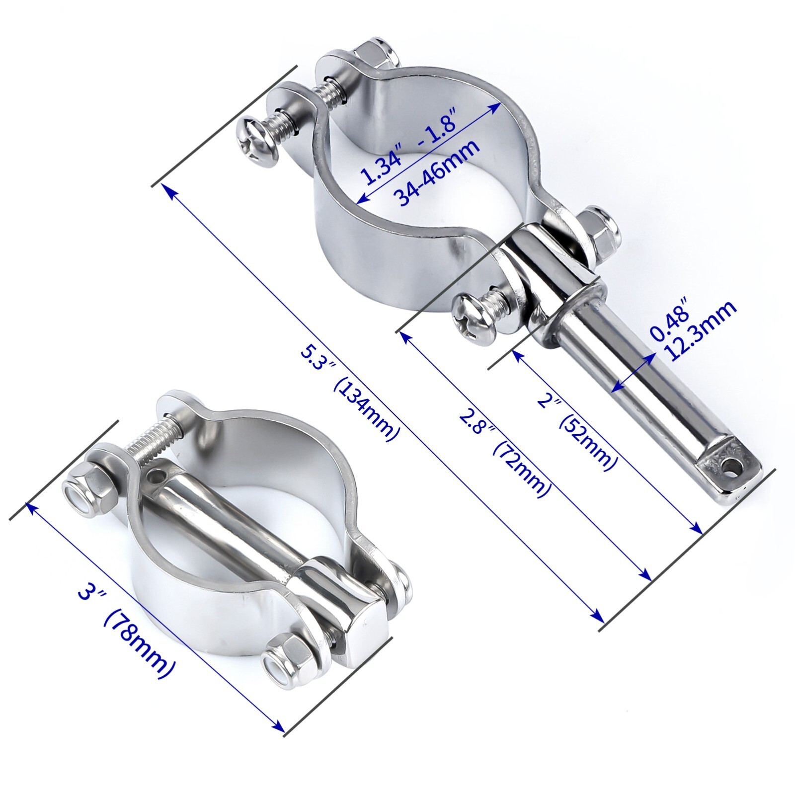 2X Boat 316 Stainless Steel Rowlock Side Mount Line Oarlock Socket Marine Yacht