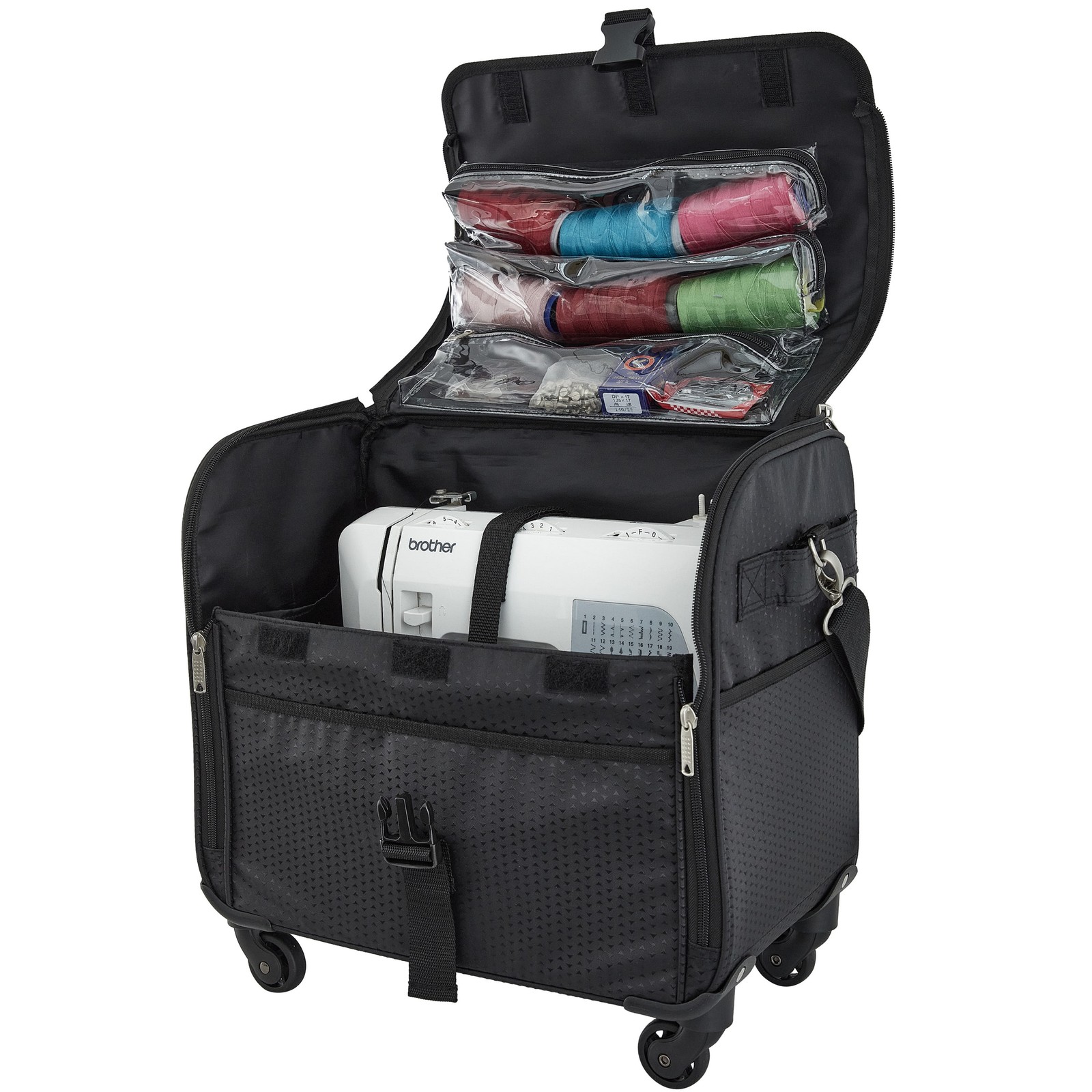 17-inch Travel Rolling 4-Wheel Sewing Machine Bag, Black