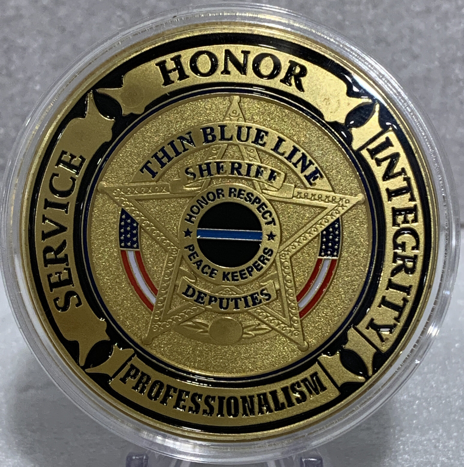 * Sheriff Deputies Challenge Coin With Law Enforcement Oath In Airtight Capsule