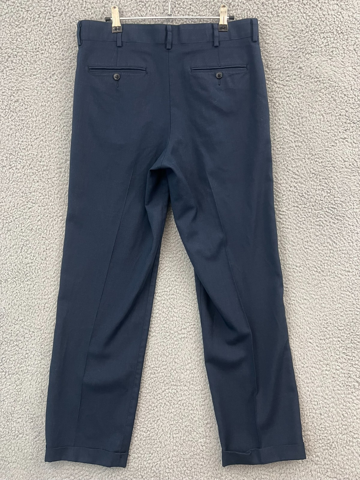 Vintage L.L. Bean Pants Men's 32W (Fits 32x30) Blue Wool Pleated Casual Preppy