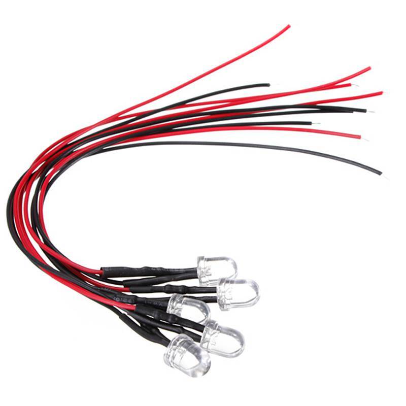 5-Colors Single LED Bulb Indicator Light Attached Pre-Wired Bright 9-12V DC 5mm