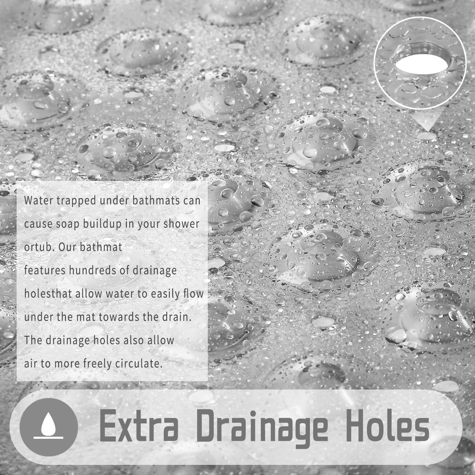 Yimobra Shower Bathtub Mat Non Slip, 21x21 Inch, 21 x 21 inches, Clear Gray