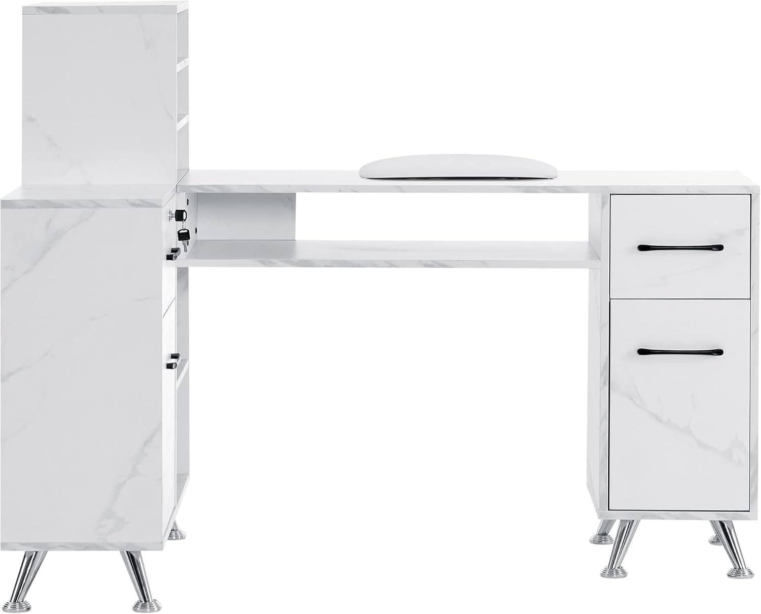 L-Shaped Multi-functional Storage Manicure Table, Beauty Nail Desk, Makeup 2866