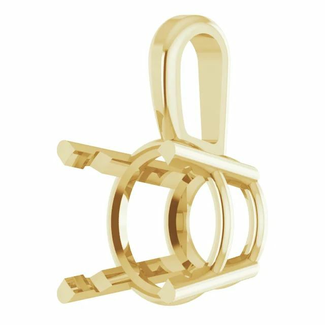 14K Gold Round Pre-Notched Pendant Basket Setting 3mm-10.5mm