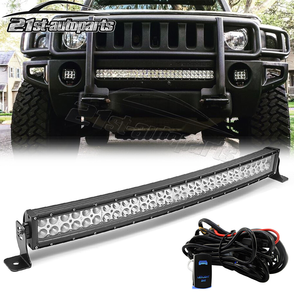 Bumper 32" Wide View Curved LED Light Bar Switch Wire For Hummer H3 2006-2010