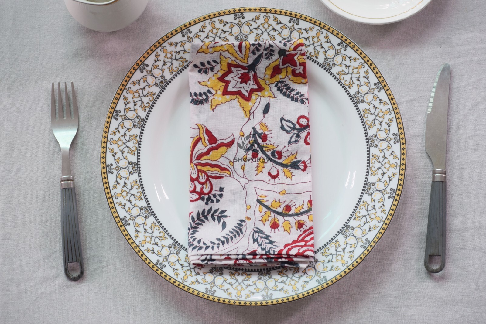 Assorted Cloth Napkins Set Hand Block Floral Printed Cotton Dinner Table Napkins