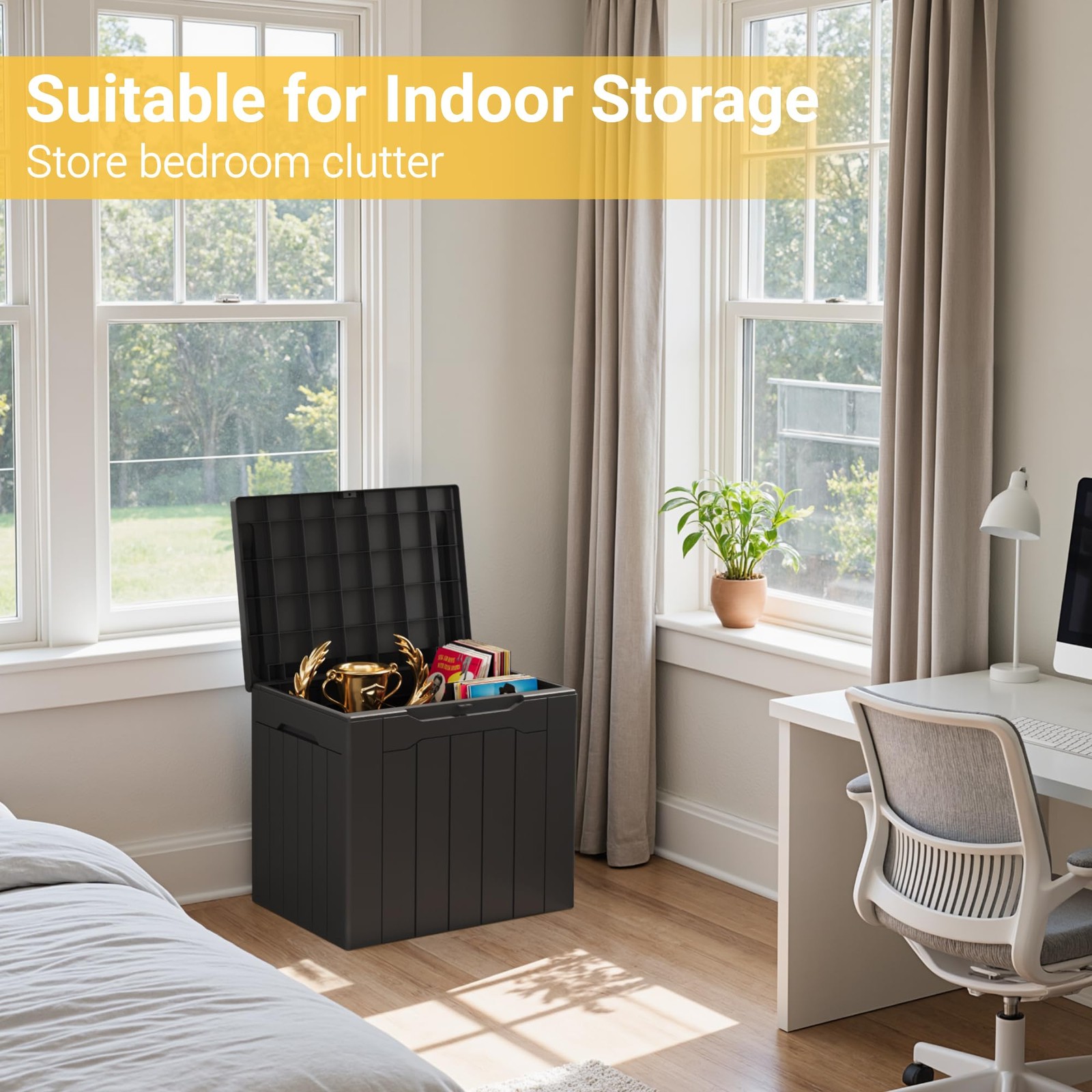 Outdoor Storage Box 31 Gallon Storage Box with Lid for Patio Furniture, Garde...