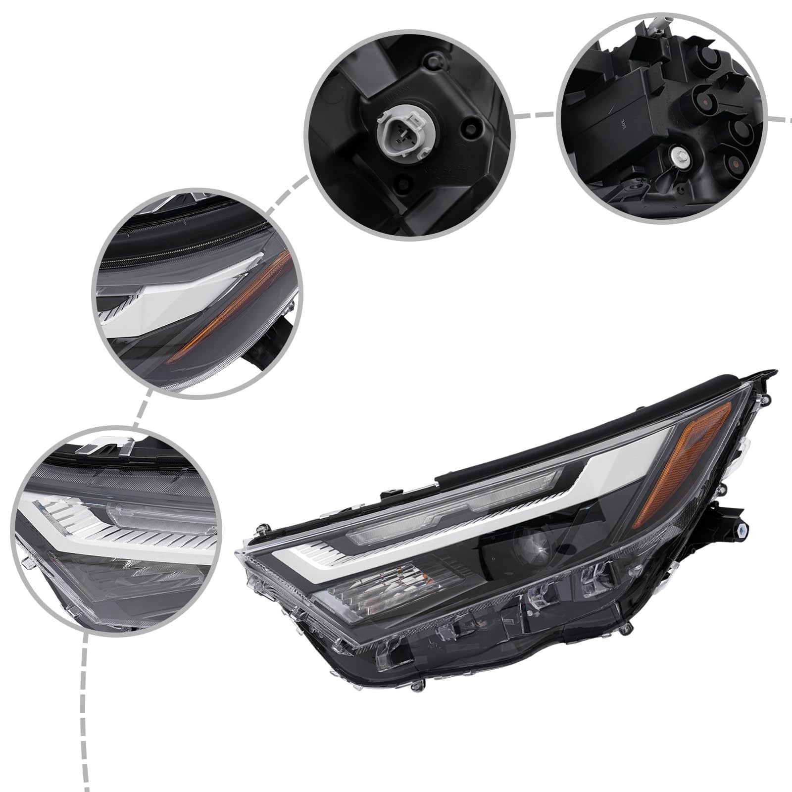 Front LED+Halogen Headlight Assembly Left Side for 2022 2023 2024 Toyota RAV4