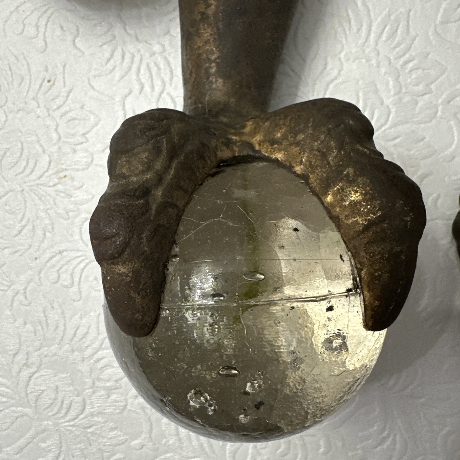 4 Glass Ball Cast Metal Dragon Claw foot feet 6" table legs Antique Victorian