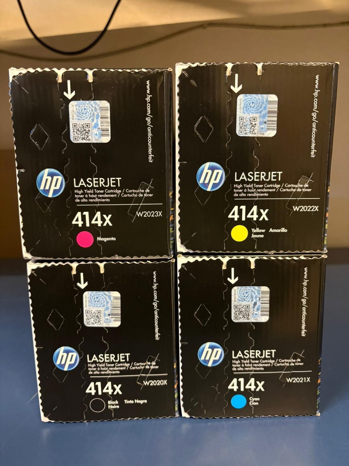 HP 414X High Yield Toner Set Black Cyan Magenta Yellow Genuine OEM W2020X-23X