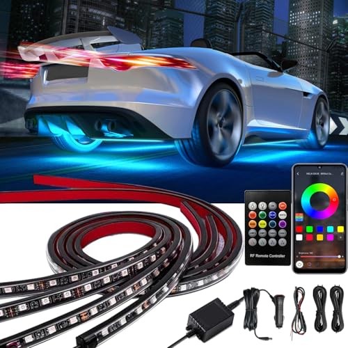 Underglow Car Lights, 4 pcs RGB-IC Smart LED Lights with APP and Multicolor