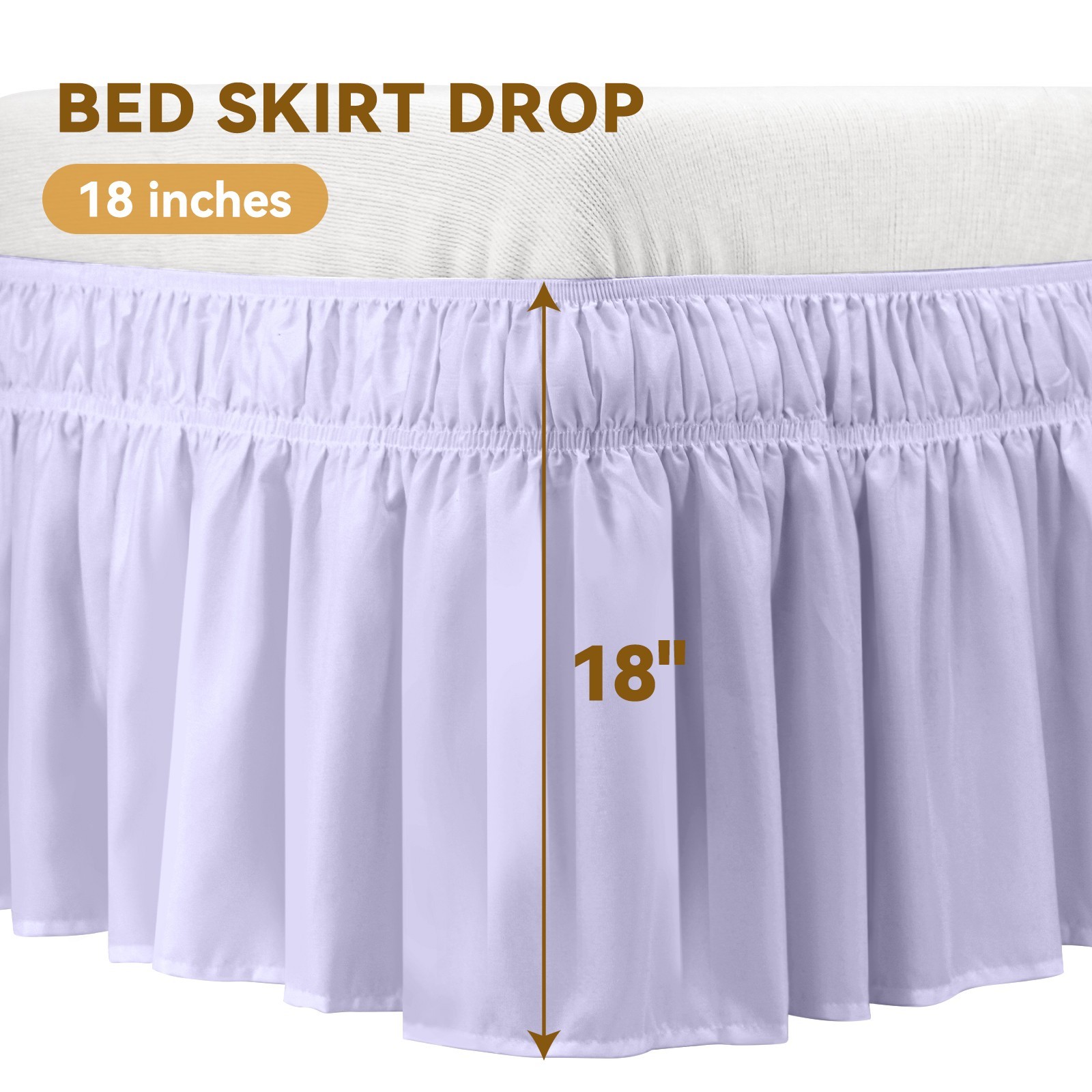 Purple Bed Skirt for Twin Bed, 18-inch Tailored Drop, Adjustable Elastic Belt
