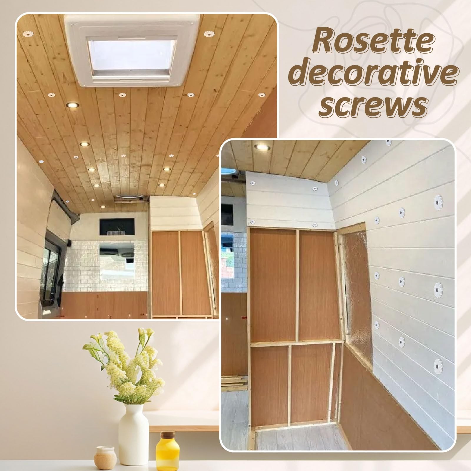 30 Pack Rosette Washers with Screws, Mobile Home/RV Ceiling Rosette Buttons, ...