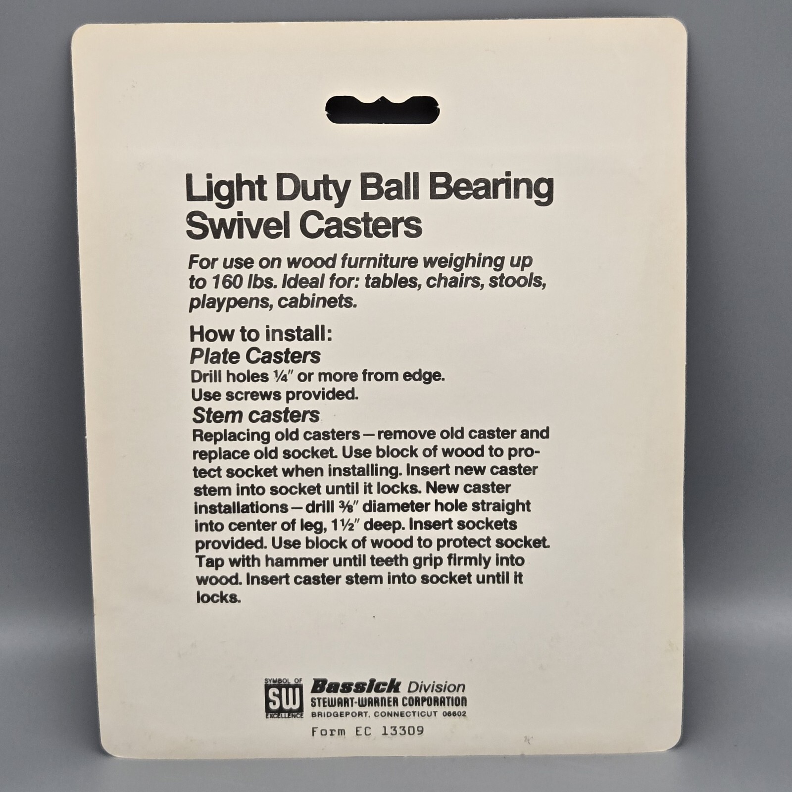 Antique Brass Casters with Vinyl Wheels 1-5/8" Stem Caster Replacement