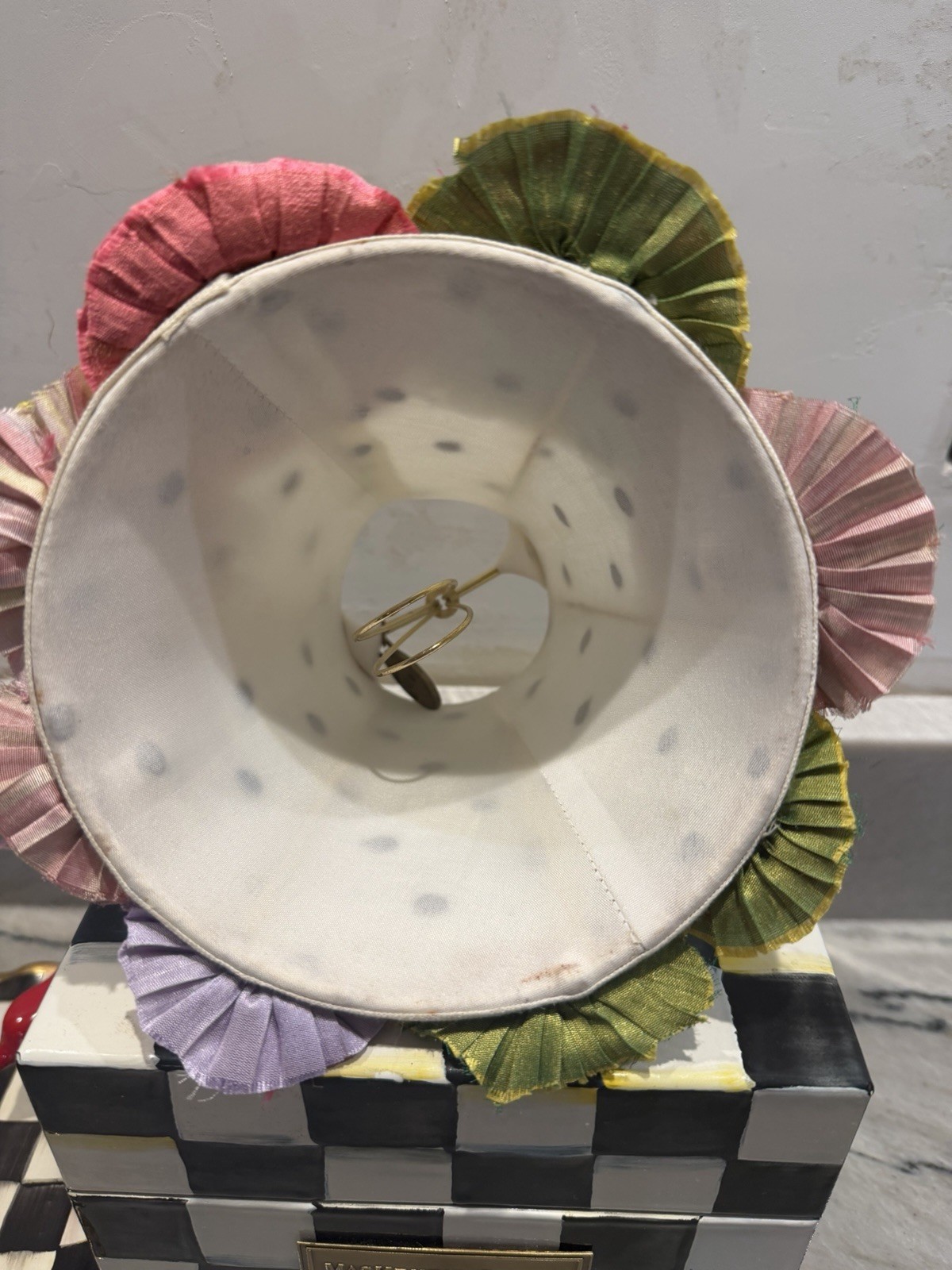 ONE MacKenzie Childs Poppy Flower Beaded mini Chandelier Lamp Shade 10 avl