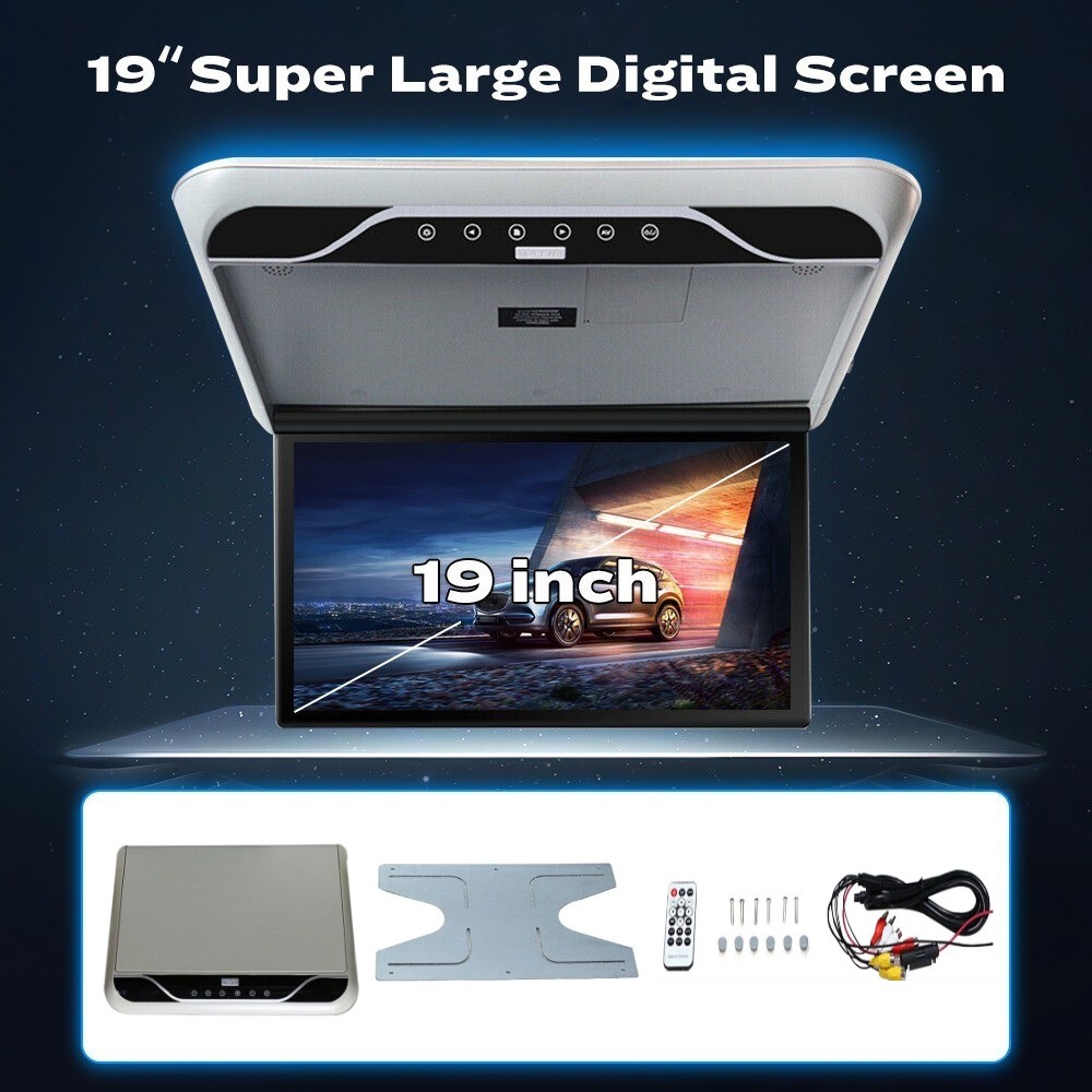 19.5" Overhead Flip Down Car Roof Monitor HD TFT 1080P Screen USB HDMI
