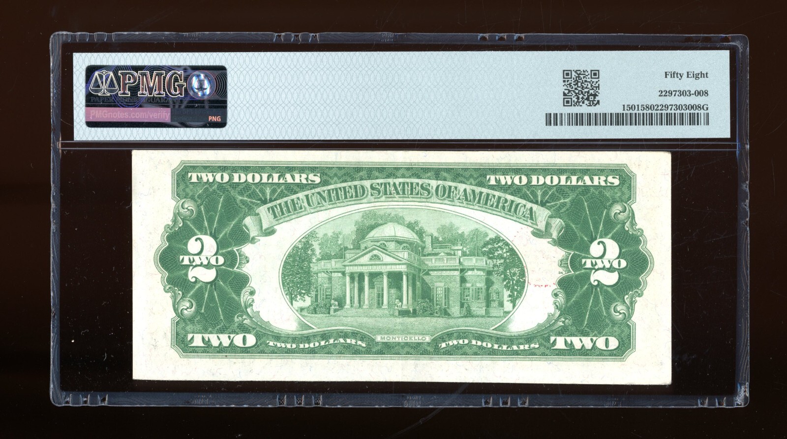 DBR 1928 $2 Legal Fr. 1501 PMG 58 Serial A07916357A