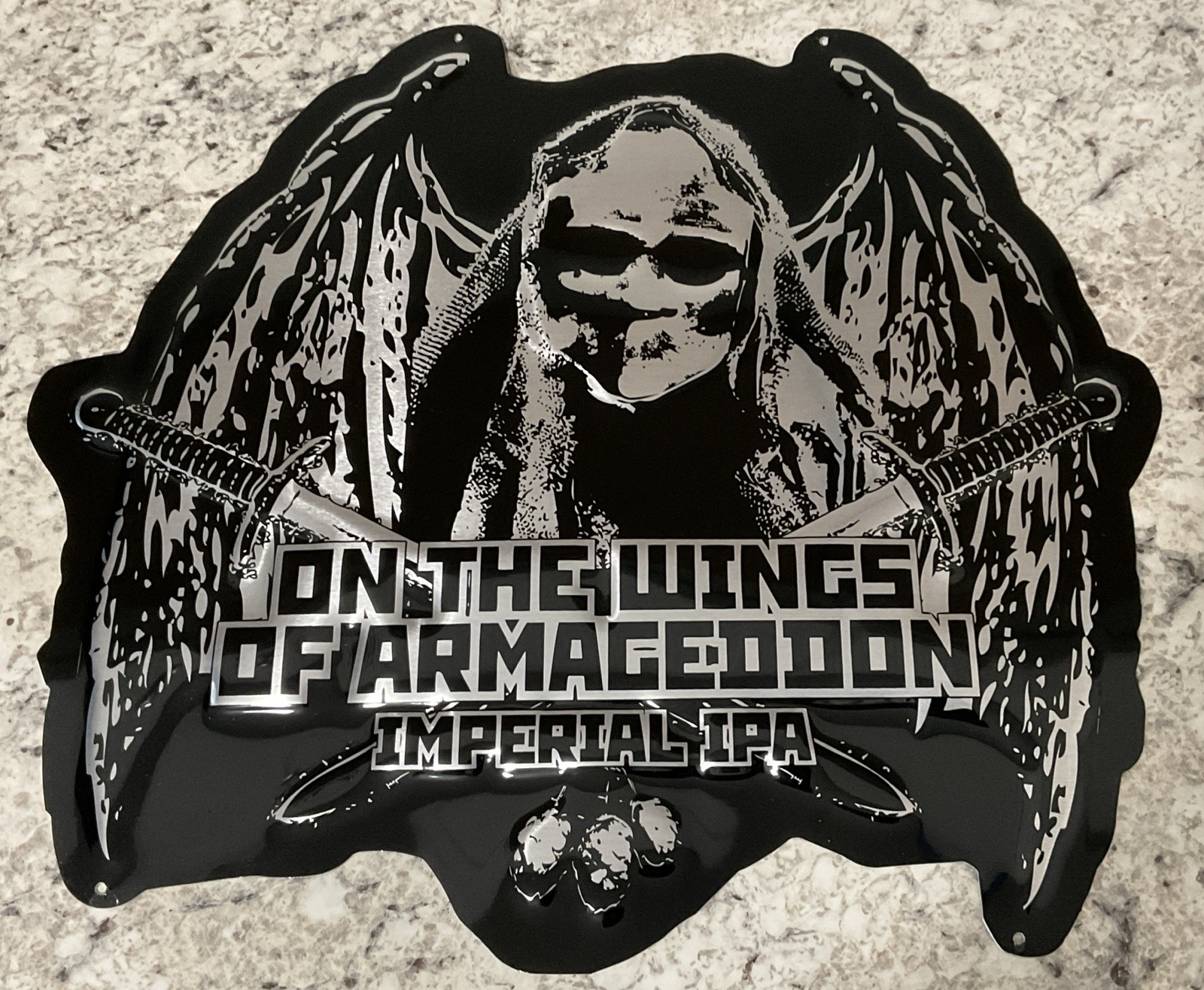 DC Brau Brewing Co Metal Tin Tacker Bar Sign Beer On The Wings Of Armageddon