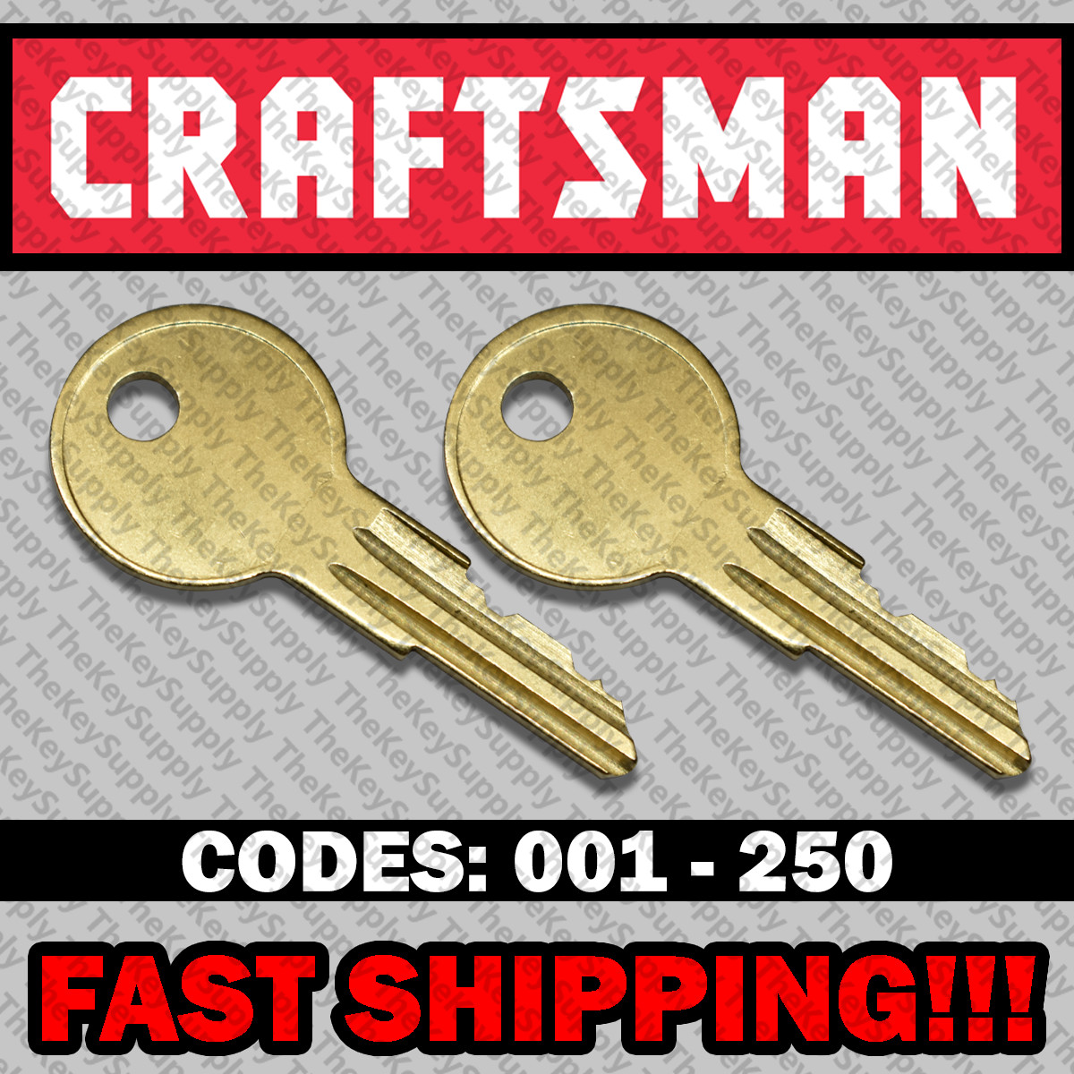 ( 2 ) Two Craftsman tool box keys / Select your key code / Series 001-250