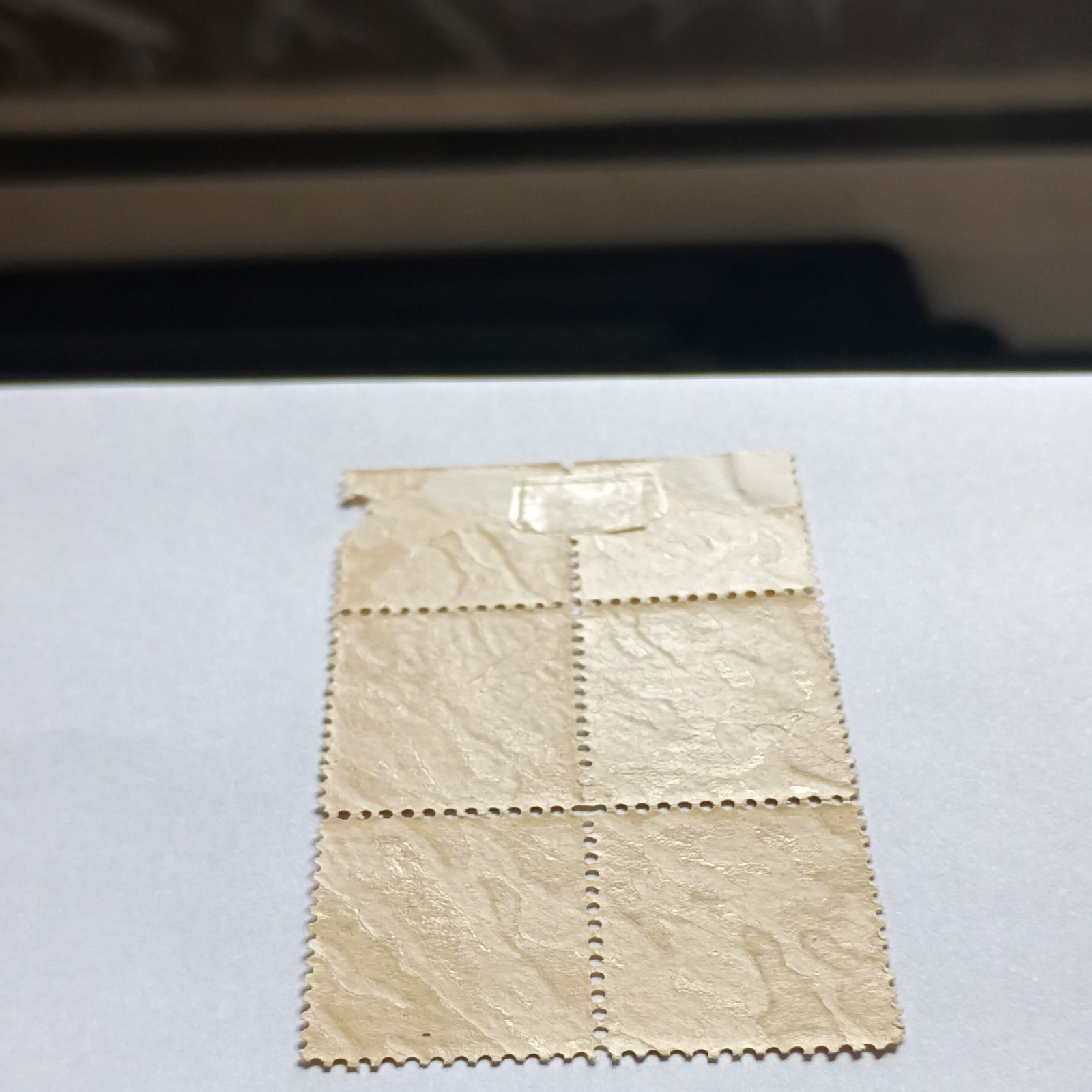 #256 6¢ Plate Block of 4 Mint Hinged Red Stamps with Top Margin