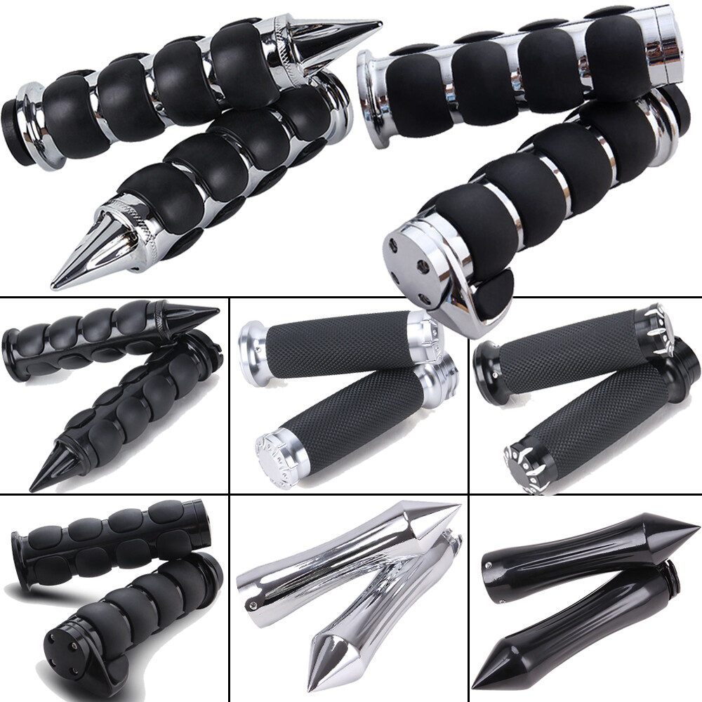 1" Motorcycle Chrome Black Hand Grips Handlebar for Harley Yamaha Honda Kawasaki