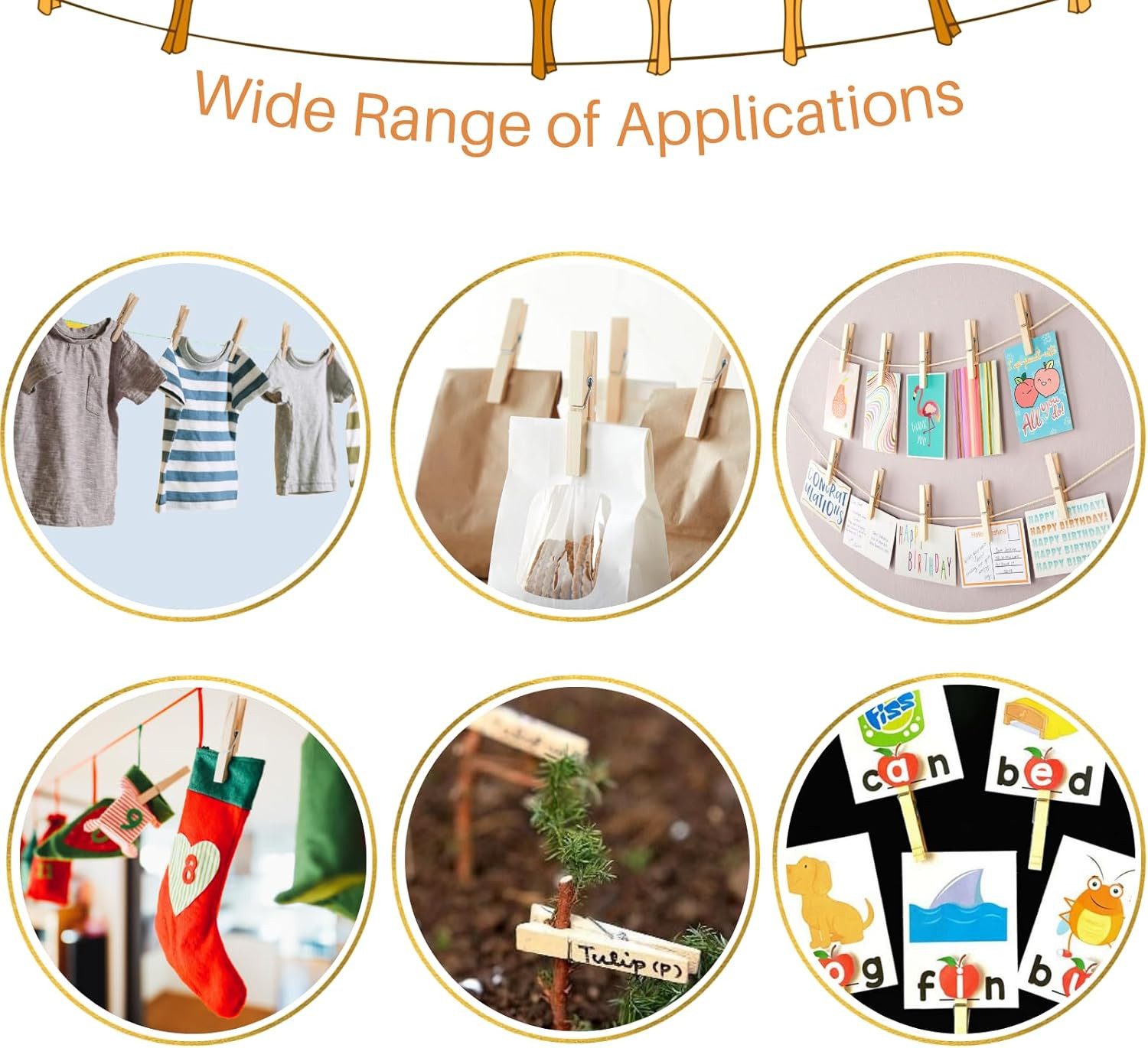 Wood Clothes Pin,Natural Birchwood Clothespins,Strong Grip,Heavy Duty Outdoor Cl