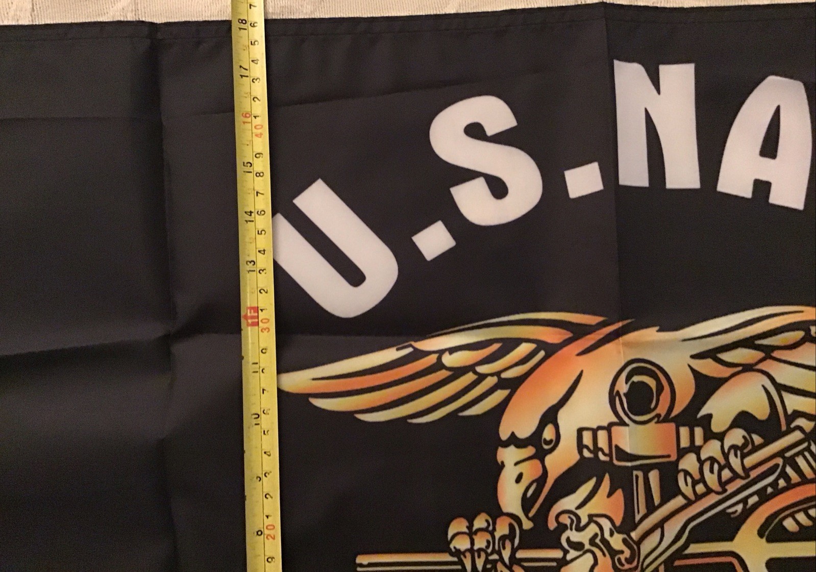 Rob O'Neill Never Quit Gold 31.5"x15" NAVY SEALs Flag PSA Certification 2C71972